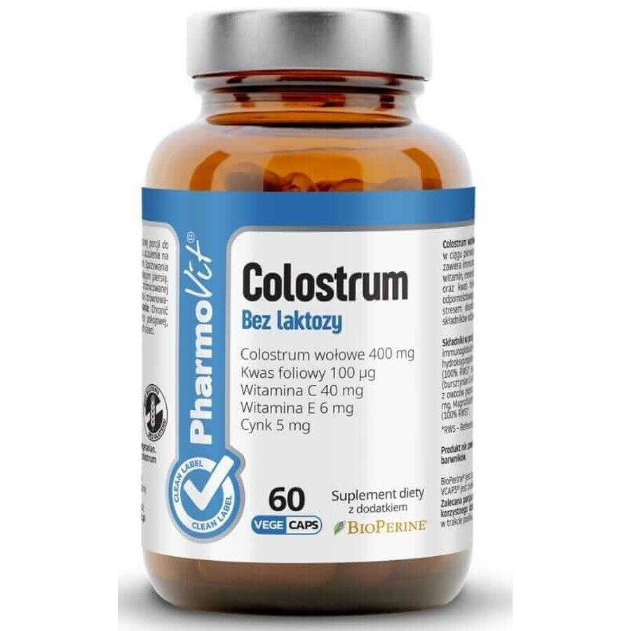 Lactose-free bovine colostrum 60 capsules Pharmovit Clean Label