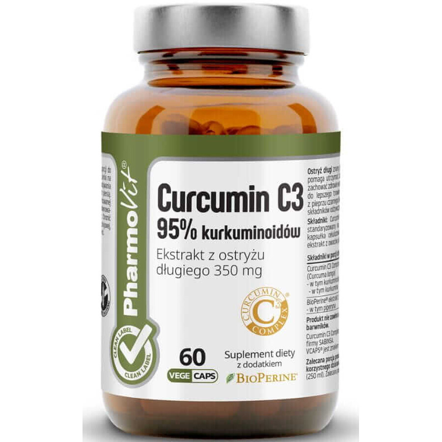 Curcumin C3 95% Curcuminoid 60 Kapseln Pharmovit Clean Label