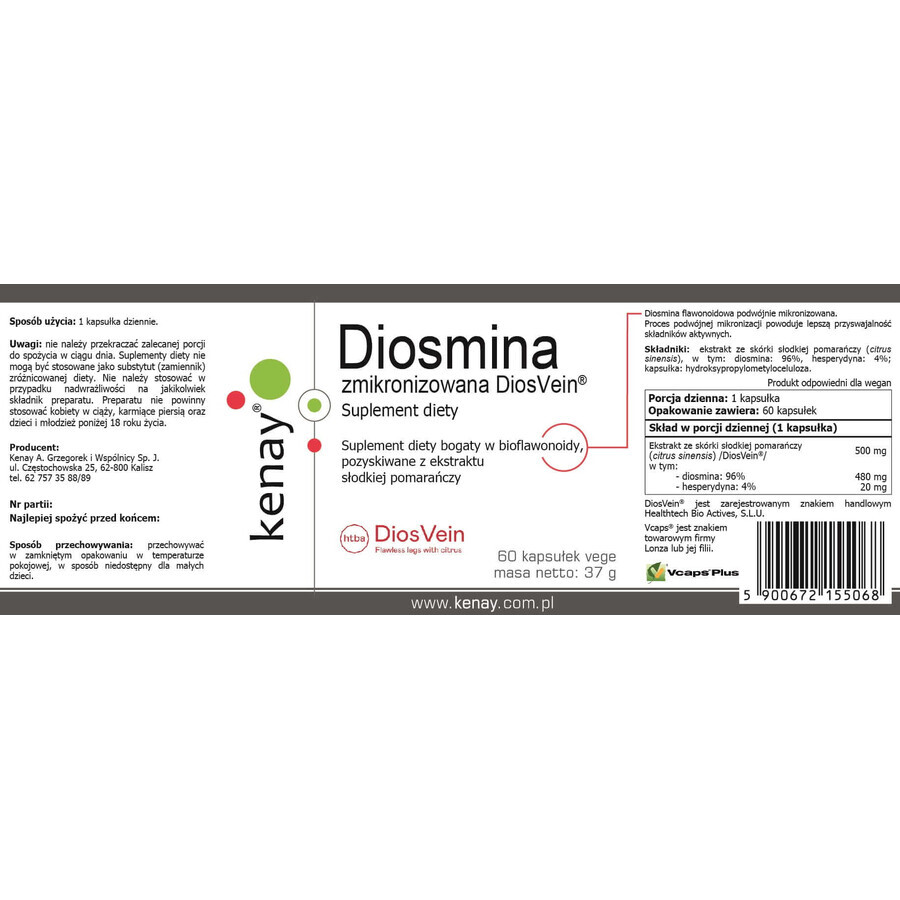 Diosmina micronizada (Diosvein) 60 cápsulas Kenay