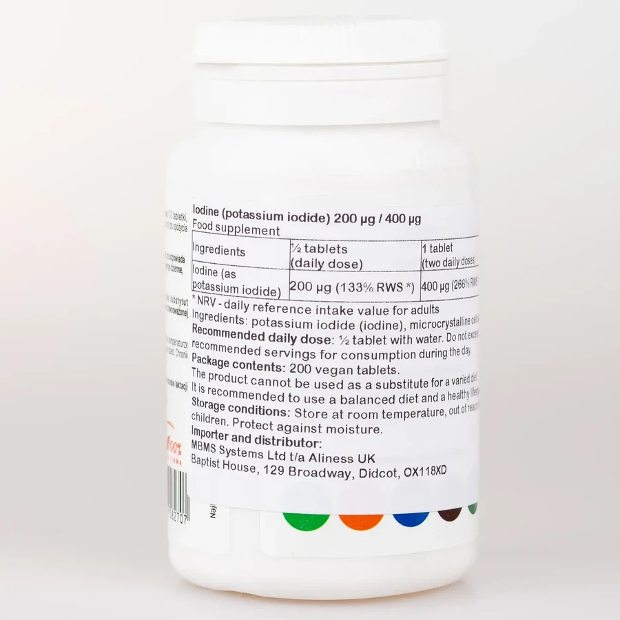 Iodine (potassium iodide) 200 µg / 400 µg 200 tablets Aliness