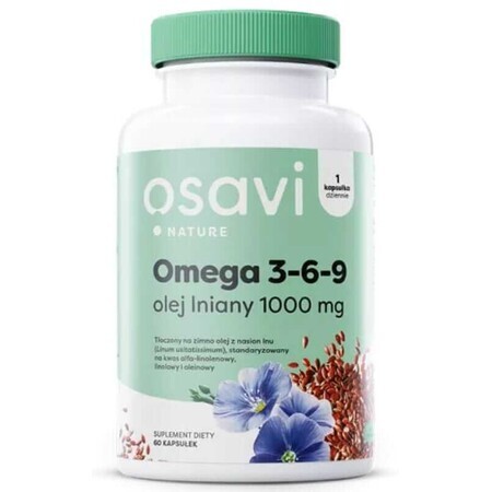 Osavi Omega 3-6-9 Olio di semi di lino 1000 mg, 60 capsule molli