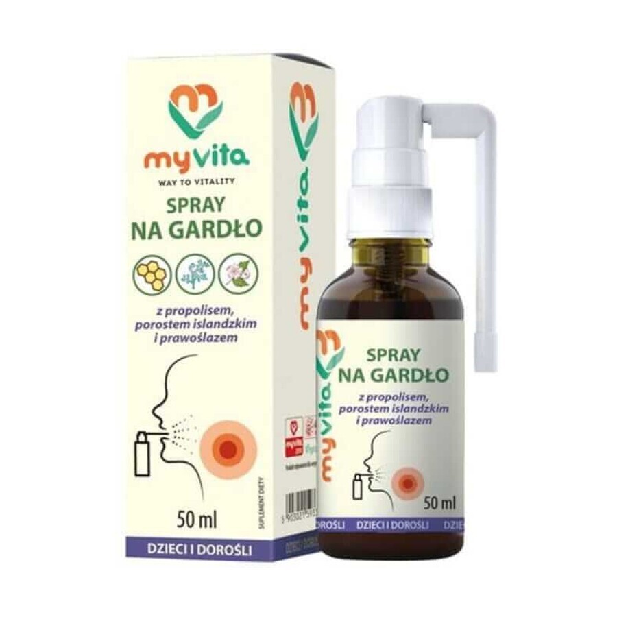 Spray pentru gât cu propolis, lichen islandez și hrean 50ml MyVita