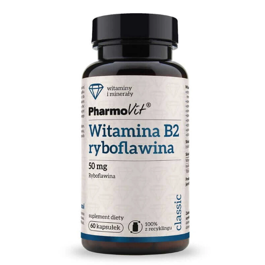 Vitamina B2 riboflavina 50 mg 60 cápsulas Pharmovit Classic