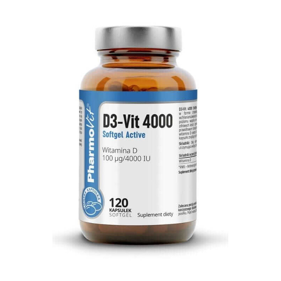 D3-Vit 4000 Softgel Active 120 caps, Pharmovit Clean Label