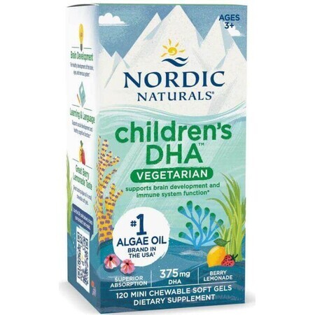 DHA vegetariano para niños 120 mini cápsulas blandas Nordic Naturals