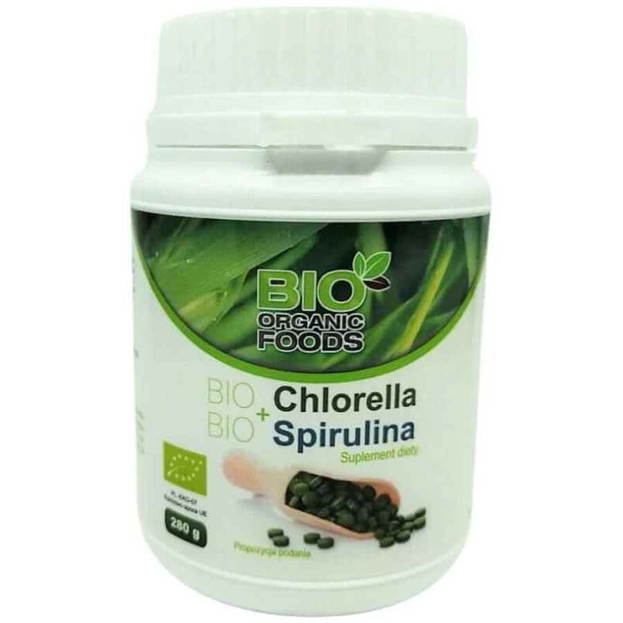 Bio Chlorella + Bio Spirulina 280g (aprox. 700 comprimidos) Bio Organic Foods