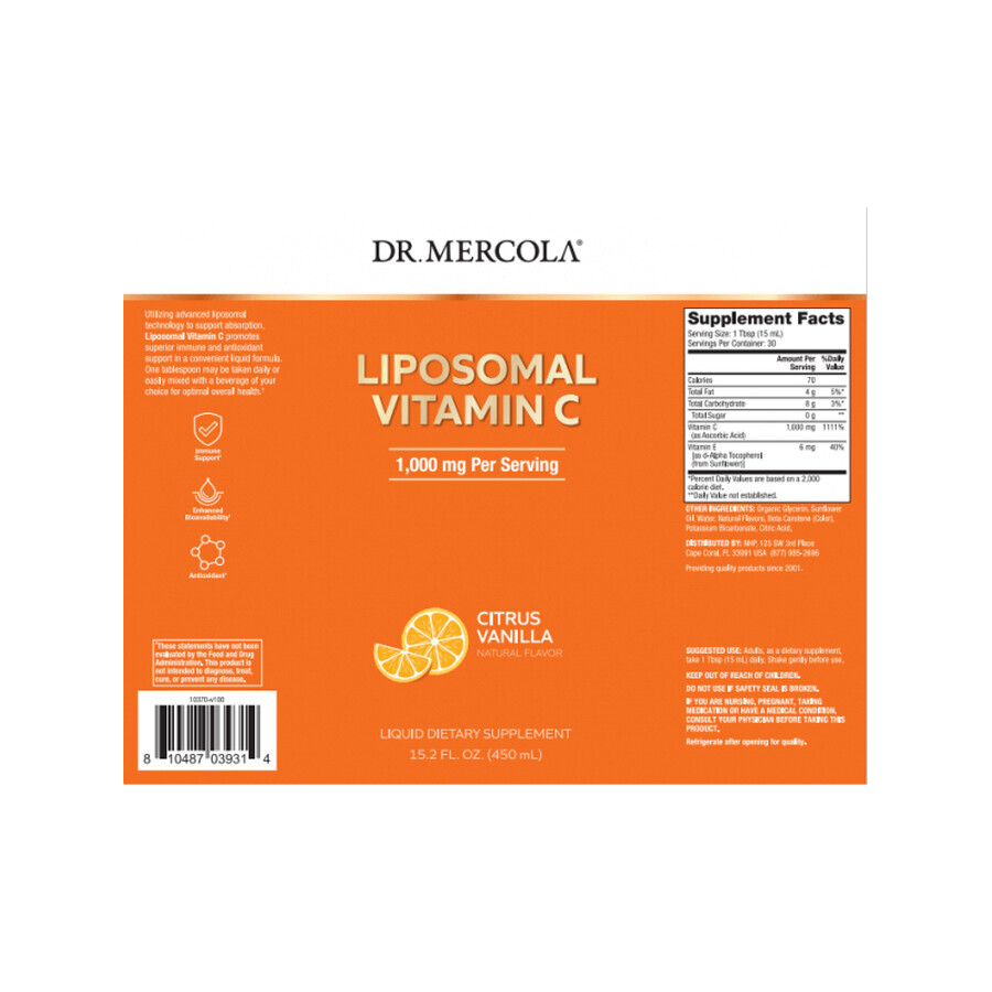 Vitamina C liposomiale 1000 mg 450 ml Dr Mercola