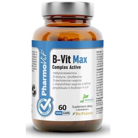 B-Vit Max Complex Active 60 cápsulas PharmoVit Clean Label