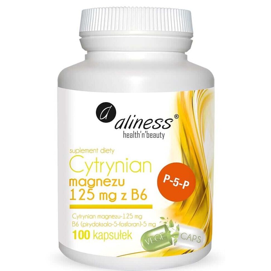 Citrato de magnesio 125 mg con B6 (P-5-P) 100 cápsulas Aliness