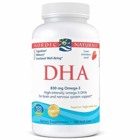 DHA 830 mg Omega 3 Fresa 180 cápsulas blandas 180 cápsulas Nordic Naturals