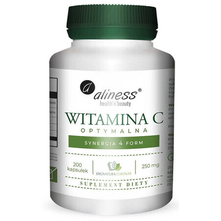 Optimale Vitamine C 250mg synergie van 4 vormen 200 capsules Aliness