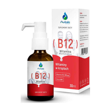 Vitamine B12 gouttes Méthylcobalamine 200 µg 30 ml Avitale