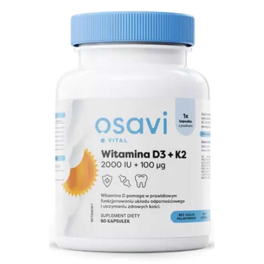 Osavi Vitamine D3 2000IU + K2 100mcg - 60 softgels