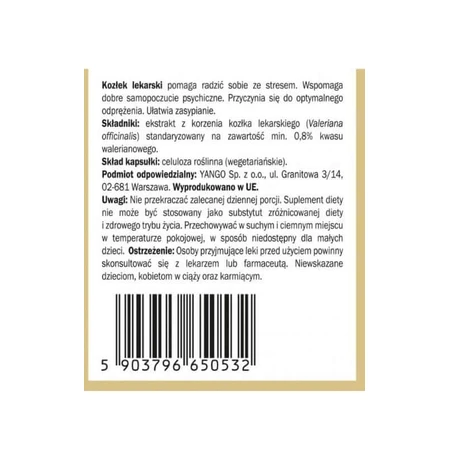 Valeriana - Valeriana 420mg (0,8% ácido valeriánico) 90 cápsulas Yango