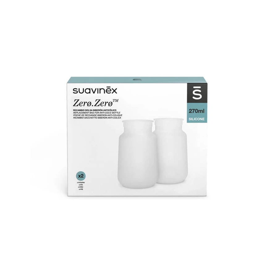 Ersatzbeutel für Flaschen Zero Zero Zero, 270 ml, 2 Stück, Suavinex