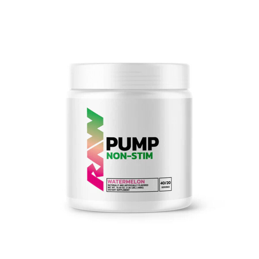 Pre Workout Pump Non Stim, 480 g, Anguria, Raw Nutrition