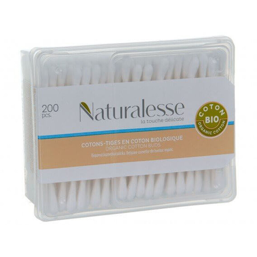 Bacchette in cotone biologico, 200 pezzi, Naturalesse