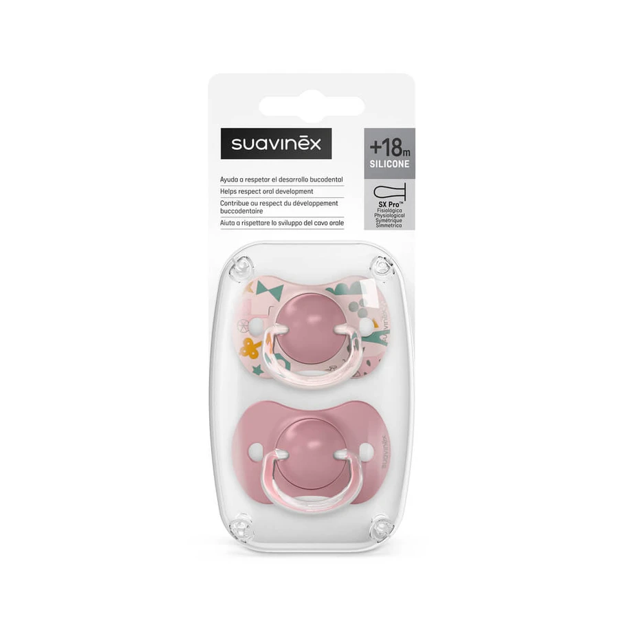 Ciuccio in silicone SX Pro Una passeggiata nel parco, +18 mesi, rosa, 2 pezzi, Suavinex