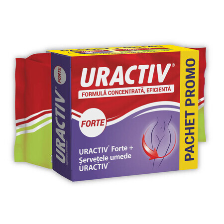 Envase Uractiv Forte 20 comprimidos + Uractiv Toallitas Húmedas 20 unidades, Terapia