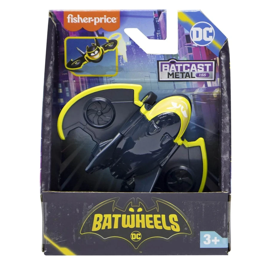 Batwheels Batwing Coche de juguete de metal, escala 1:55, +3 años, Fisher Price