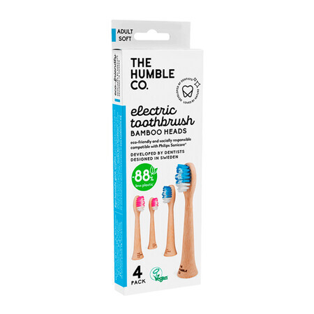 Têtes de brosse à dents électrique pour adultes Soft, 4 pièces, The Humble Co