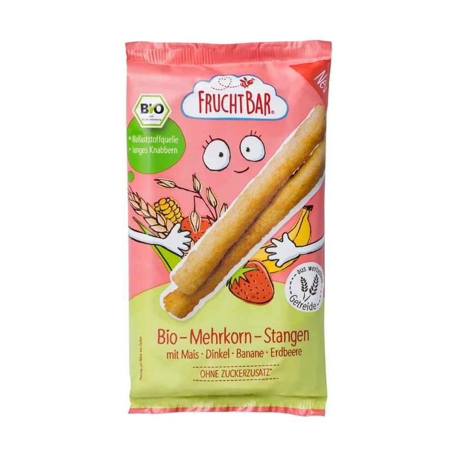 Sticksuri Bio cu banane si capsuni, +8 luni, 30 g, Frucht Bar