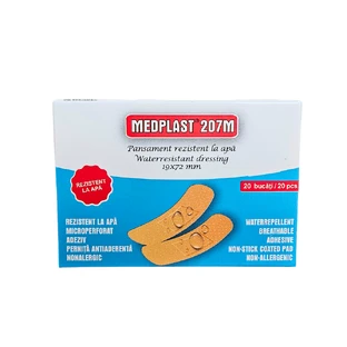 Pansament rezistent la apa Mediplast 207 M, 1.9 cm x 7.2 cm, 20 bucati, Mebra