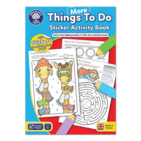 Livre de coloriage avec des autocollants, des choses à faire et des activités en anglais, +5 ans, Orchard