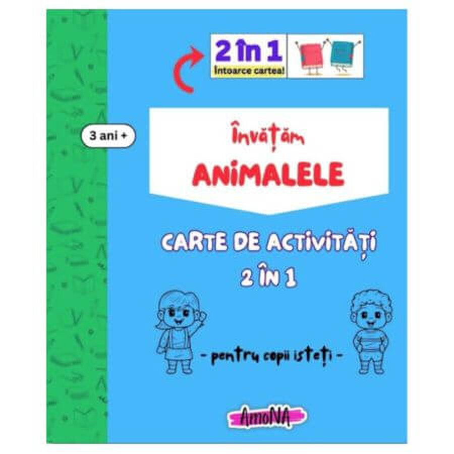 Libro de actividades 2en1 Animales para aprender, +3 años, Amona