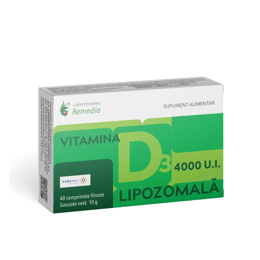 Vitamina D3 4000UI Liposomal, 40 comprimidos recubiertos con película, Laboratorios Remedia