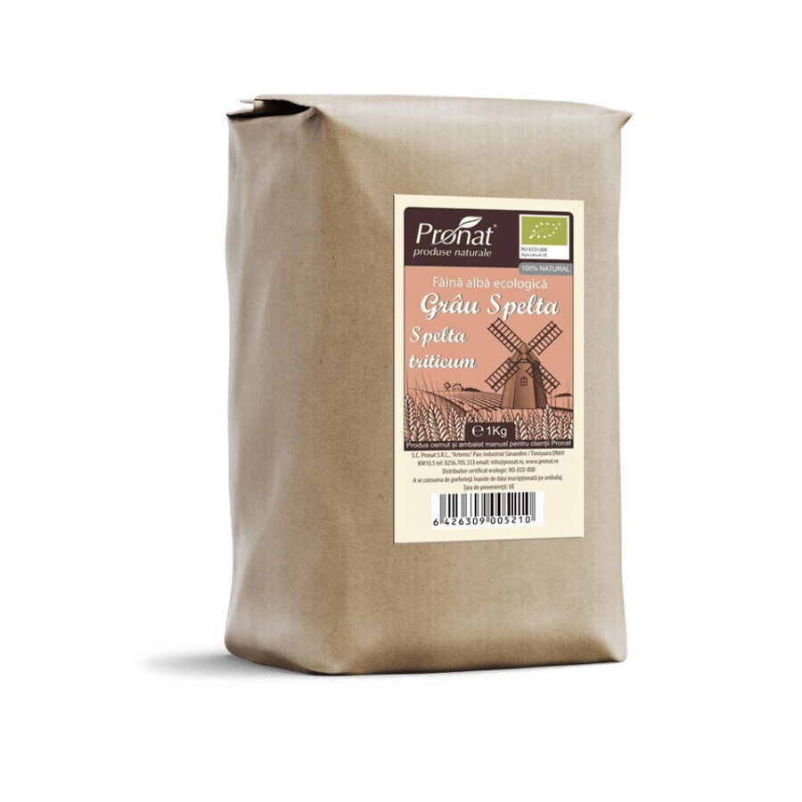 Organic white spelt wheat flour, 1 kg, Pronat