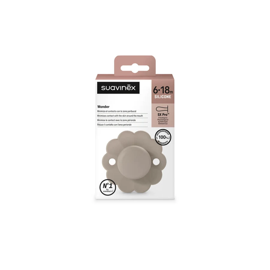 Chupete de silicona SX Pro Wonder, 6 - 18 meses, Gris, 1 pieza, Suavinex