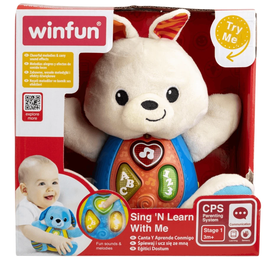 Canta e impara con il coniglietto gonfiabile, 3 mesi+, Winfun
