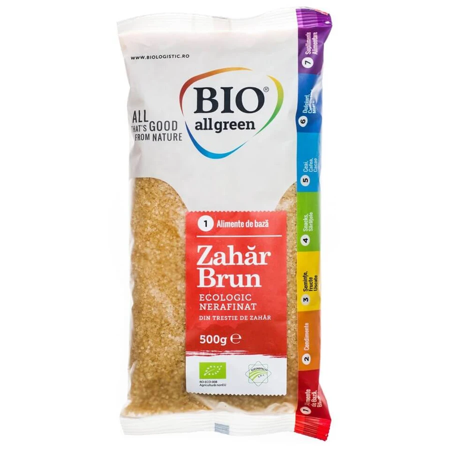 Azúcar moreno de caña ecológico, 500 g, Bio All Green