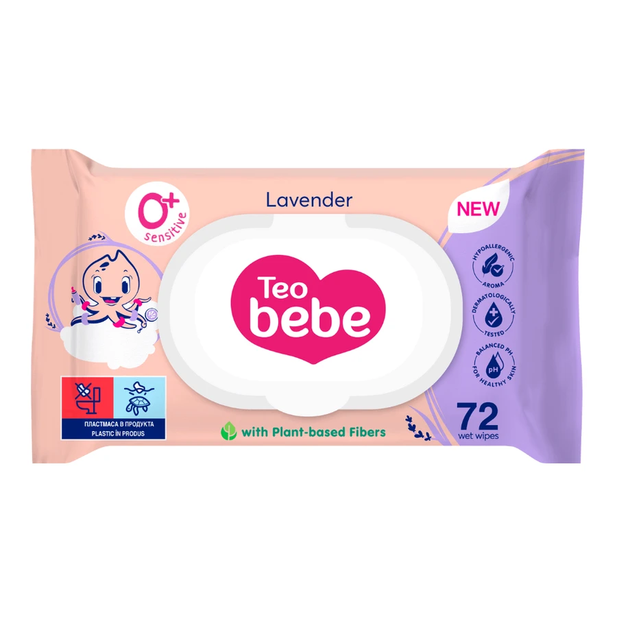 Lavendel natte servetten, 72 stuks, Teo Bebe