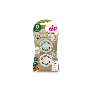 Set of 2 soothers with latex teat Cherry Green Boy, + 0 months, Nip
