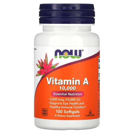 Vitamin A, 10 000 IU, 100 softgels, Now Foods