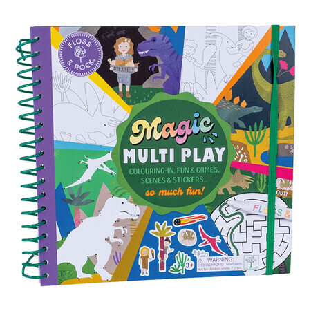 Magic Multi Play Dino libro de actividades reutilizable, 3 años+, Floss & Rock