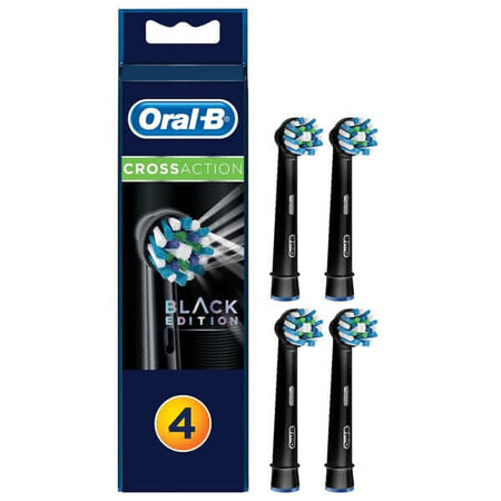 Recambios Cepillo de Dientes Eléctrico Cross Action, Negro 4 uds, Oral-B