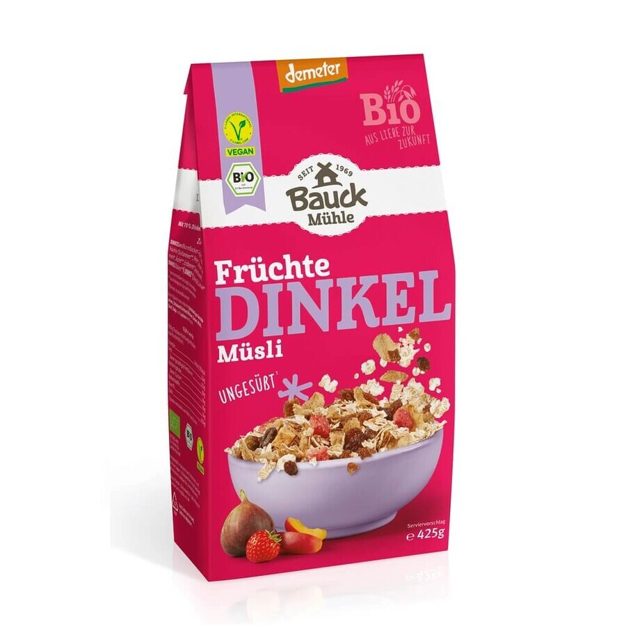 Muesli de avena ecológico con frutos secos, 425 g, Bauckhof