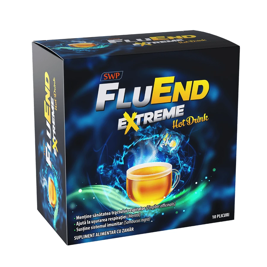Fluend Extreme Hot Drink, 10 plicuri, Sun Wave Pharma