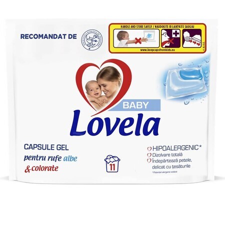 Cápsulas de detergente para ropa blanca y de color, 11 piezas, Lovela Baby