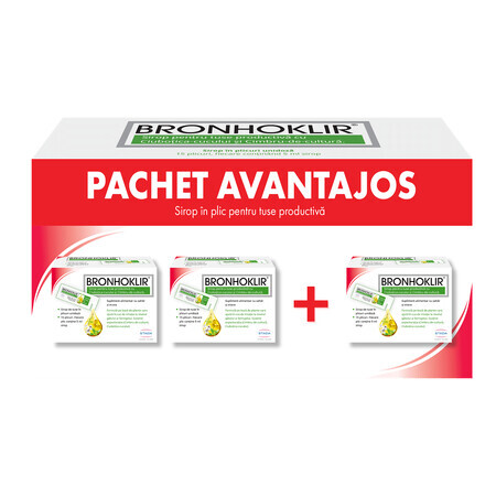 Envase Bronhoklir jarabe productivo para la tos 2+1, 3 x 15 sobres, Stada