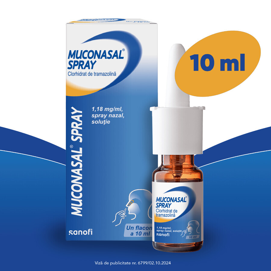 Muconasal spray 1,18 mg, 2 x 10 ml, spray nasal, solución, Sanofi