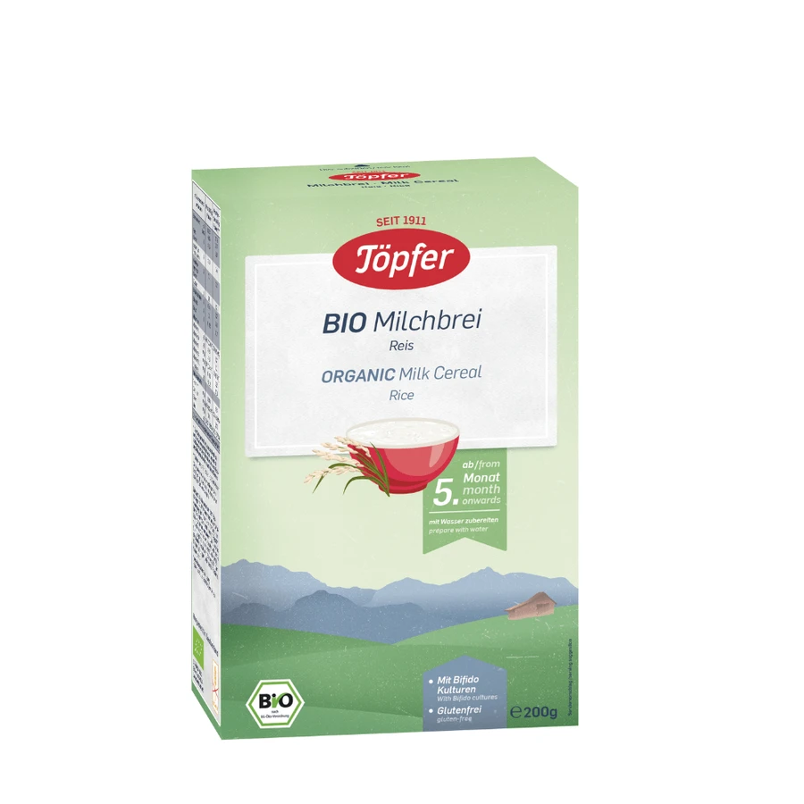 Cereal Bio rice with milk, +5 months, 200 g, Topfer