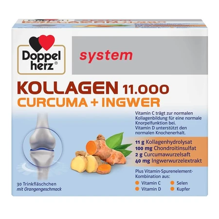 Kollagen 11000 Plus Curcuma + Gingembre, 30 flacons, Doppelherz