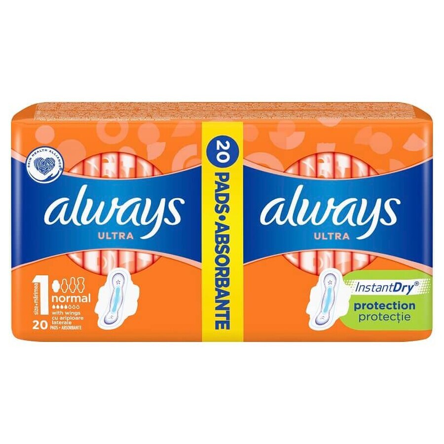 Always Duo Ultra Plus absorberend pakket, 20 stuks, Maat 1, P&amp;G