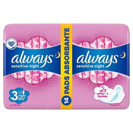 Always Ultra Sensitive Night Absorbent, 14 pièces, P&G