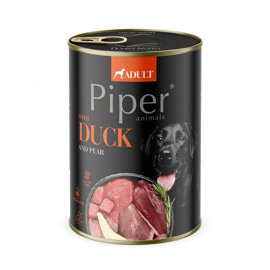 Wet food for adult dogs with duck meat and pears, 400 g, Piper