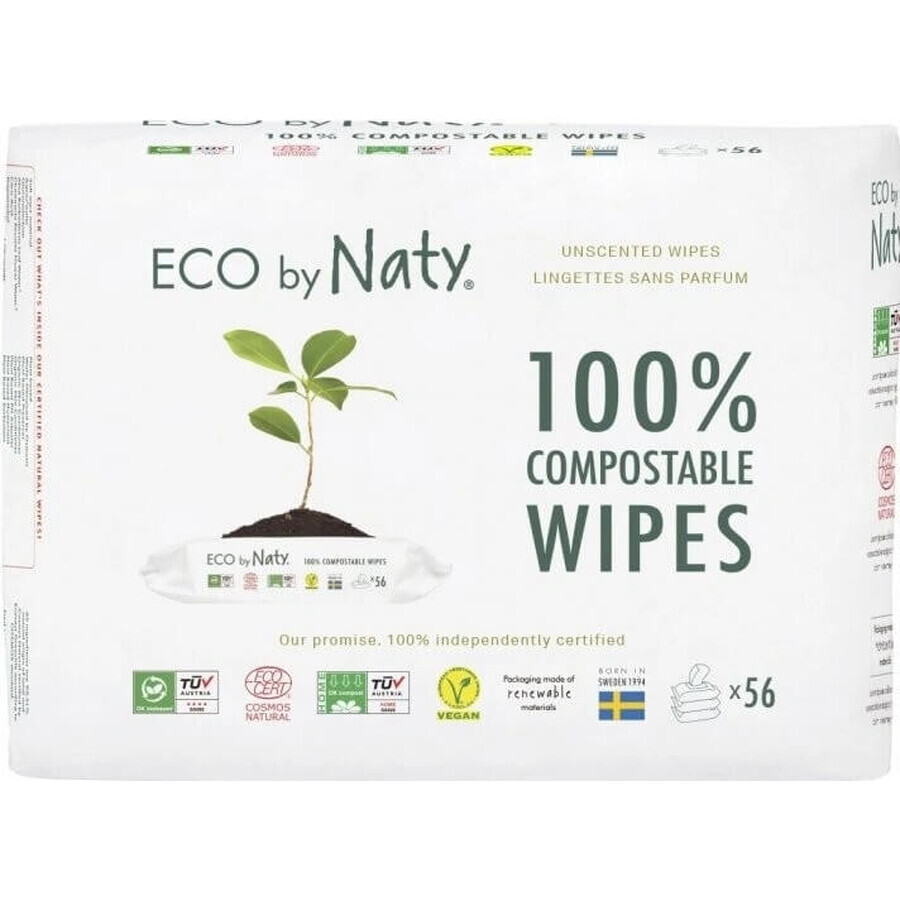 Eco by Naty Geurvrije vochtige doekjes voor de gevoelige huid 1×168 stuks, vochtige doekjes